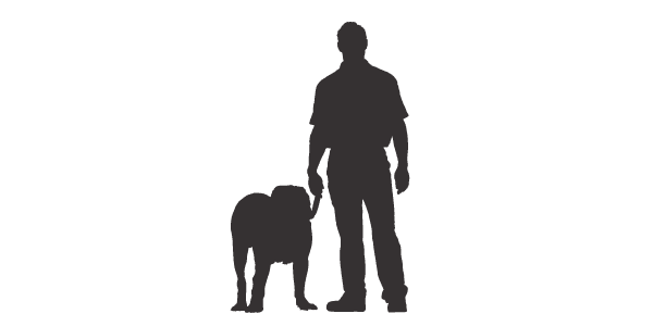 Owner standing with dog