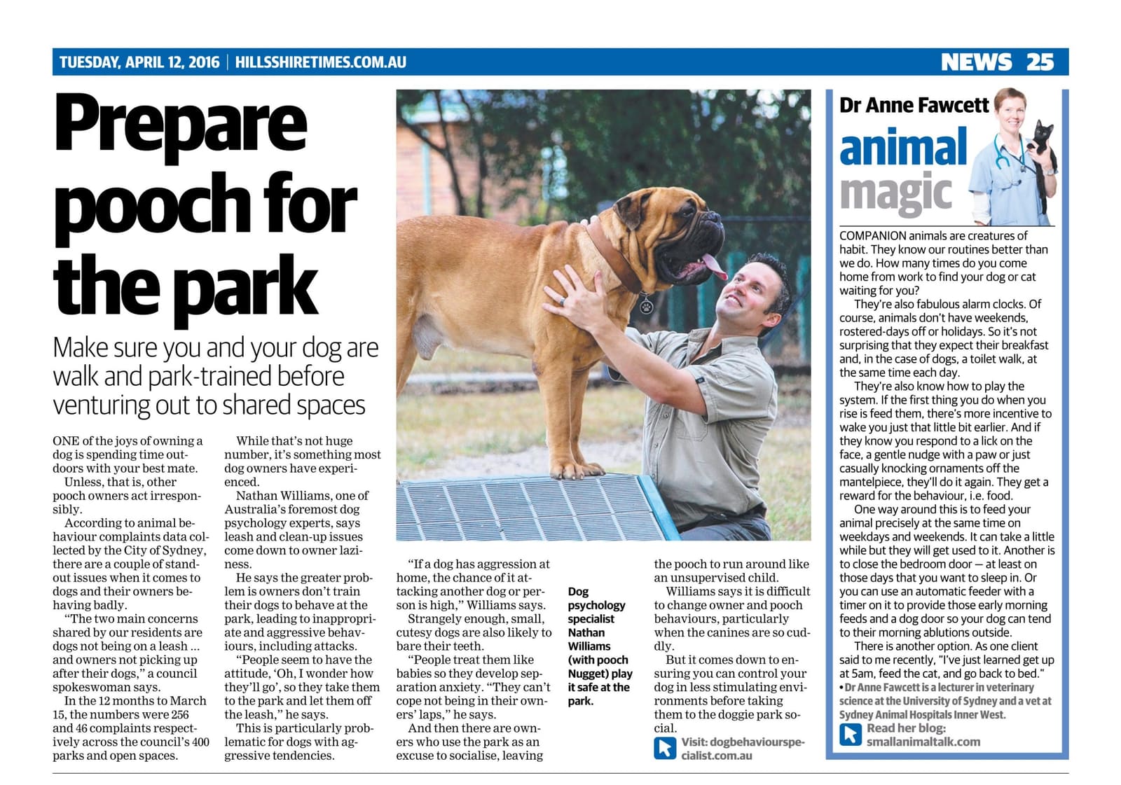 Prepare pooch for the park – Hills Shire Times Article